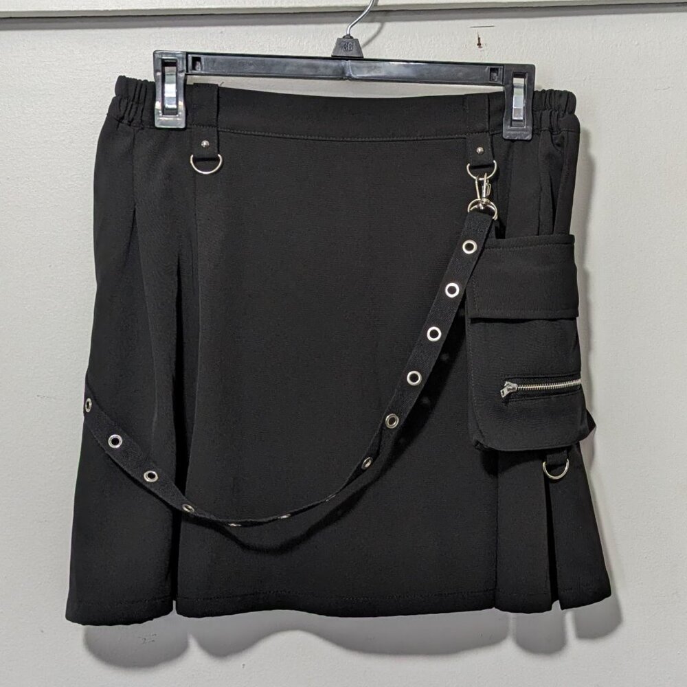 A-line Punk Gothic Skirt with movable strap and pocket - Picture 2 of 5